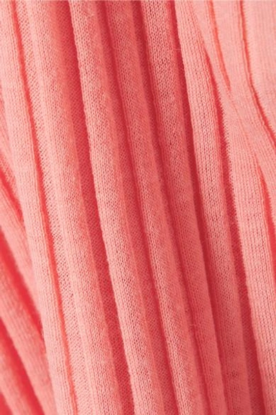 Shop Diane Von Furstenberg Two-tone Ribbed Wool-blend Sweater In Coral