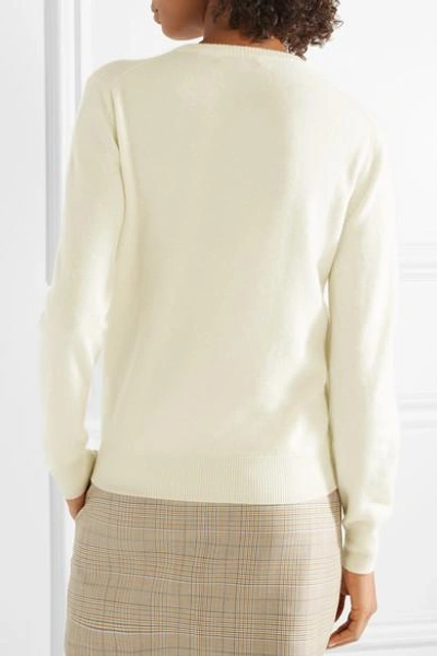 Shop Lingua Franca Champagne Mami Embroidered Cashmere Sweater In Cream