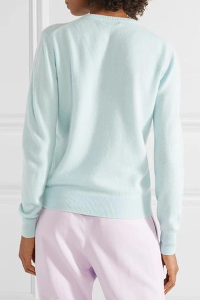 Shop Lingua Franca It's Only Rock 'n' Roll Embroidered Cashmere Sweater In Mint