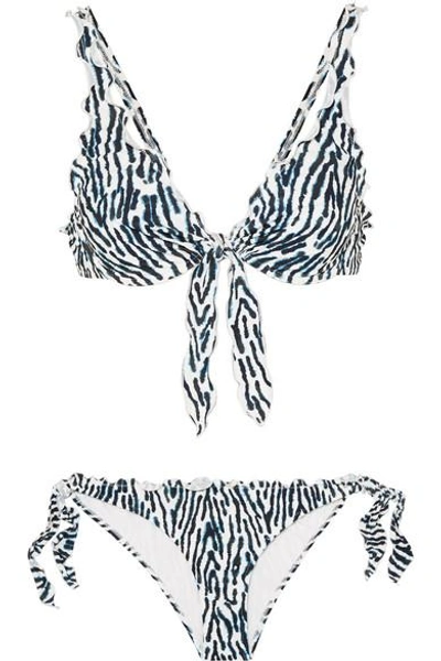 Shop On The Island By Marios Schwab Los Roques Leopard-print Bikini In Blue