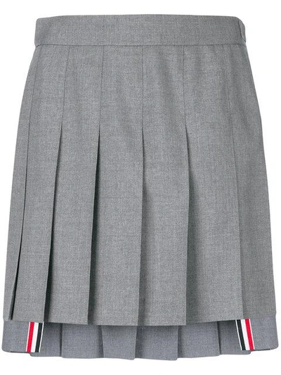 Shop Thom Browne Dropped Back Pleated Mini Skirt In Grey