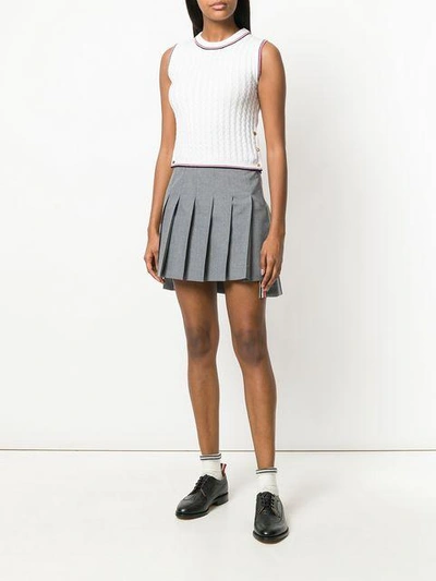 Shop Thom Browne Dropped Back Pleated Mini Skirt In Grey