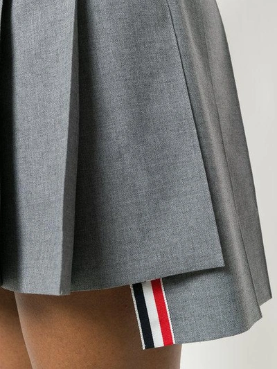 Shop Thom Browne Dropped Back Pleated Mini Skirt In Grey