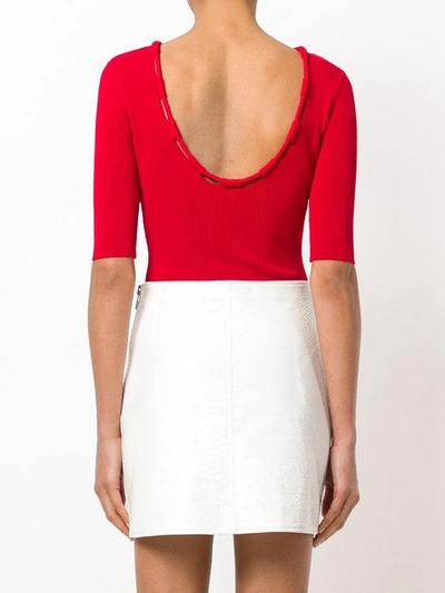 Shop Carven Ribbed Bodysuit In Red