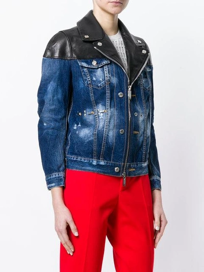 Shop Dsquared2 Zipped Denim Jacket - Blue