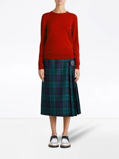Shop Burberry Check Detail Sweater - Red
