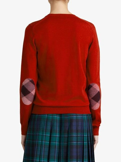 Shop Burberry Check Detail Sweater - Red