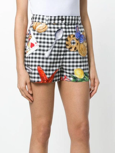 Shop Dolce & Gabbana Checkered Print Shorts With Motif Prints