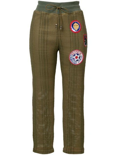 Shop Mr & Mrs Italy Cropped Patch Trousers In Green