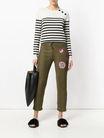 Shop Mr & Mrs Italy Cropped Patch Trousers In Green