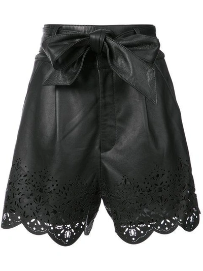 Shop Marissa Webb Perforated Hem Shorts - Black