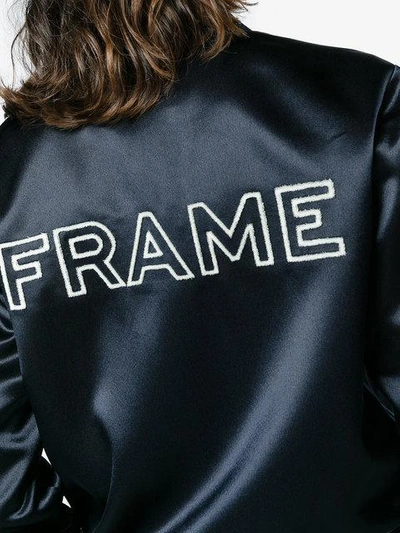 Shop Frame Logo Applique Silk Bomber Jacket