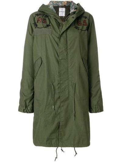 Shop As65 Embellished Parka Coat In Green