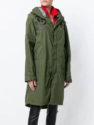 Shop As65 Embellished Parka Coat In Green