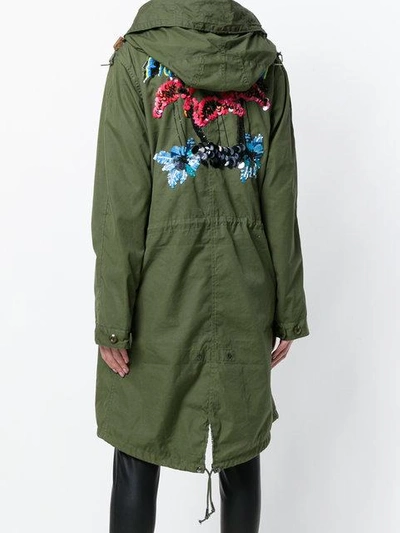 Shop As65 Embellished Parka Coat In Green