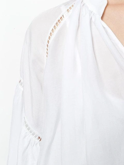 Shop Noon By Noor Relaxed Henley Neck Ruched Meryl Blouse In White
