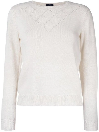 Shop Apc Long Sleeved Perforated Top In Neutrals