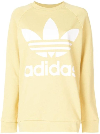 Shop Adidas Originals Oversized Trefoil Sweatshirt In Yellow
