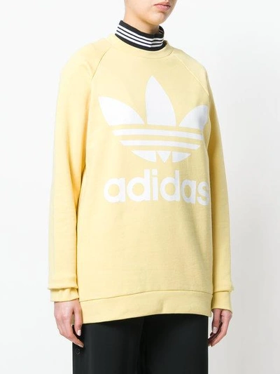 Shop Adidas Originals Oversized Trefoil Sweatshirt In Yellow