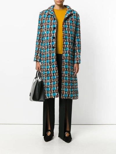 Shop Marni Tweed Coat - Multicolour