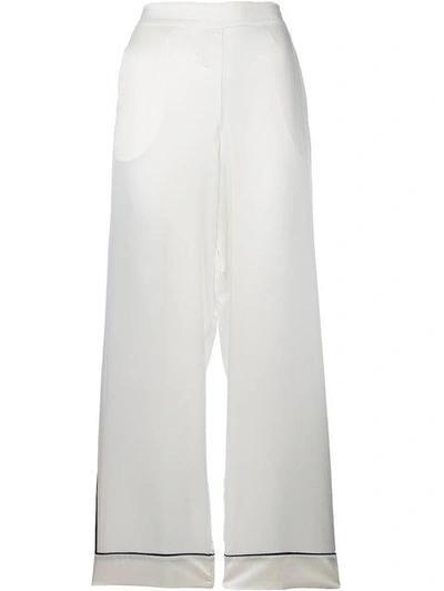 Shop Asceno Striped Edged Pyjama Trouser - White