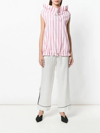 Shop Asceno Striped Edged Pyjama Trouser - White