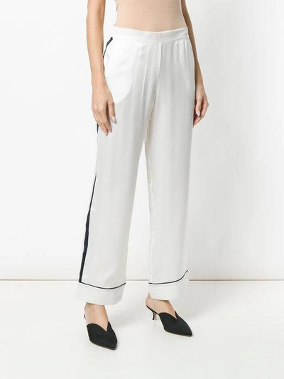 Shop Asceno Striped Edged Pyjama Trouser - White