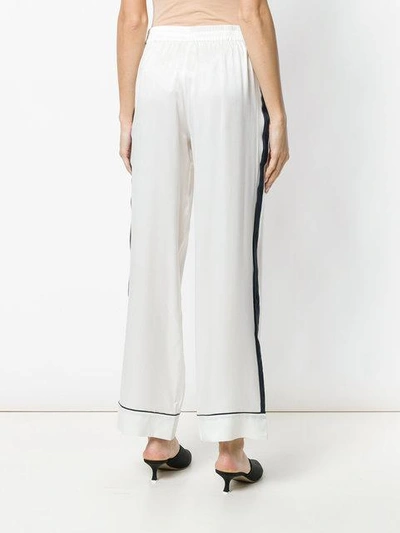 Shop Asceno Striped Edged Pyjama Trouser - White