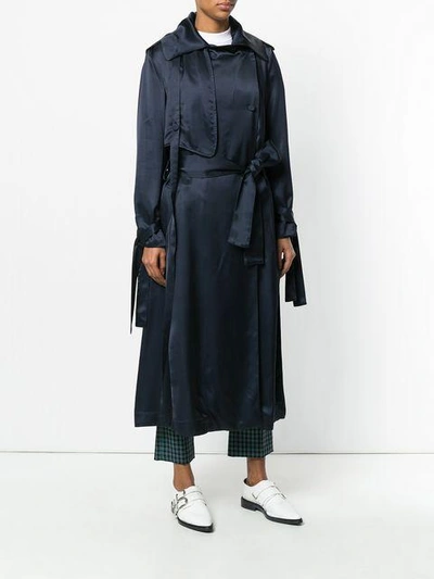 Shop Maison Flaneur Classic Trench Coat In Blue