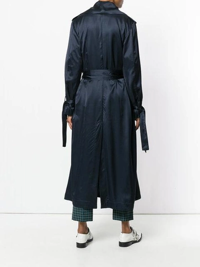 Shop Maison Flaneur Classic Trench Coat In Blue