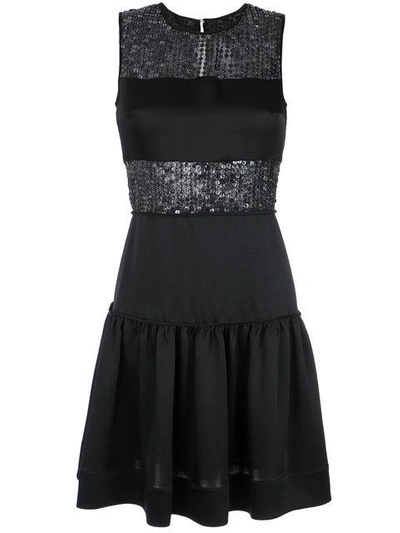 Shop Gloria Coelho Sequin Panelled Dress In Black