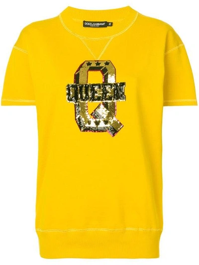 Shop Dolce & Gabbana Sequin Embroidery T-shirt - Yellow