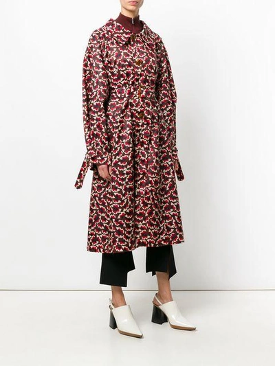 Shop Marni Geometric Patterned Trench Coat In Multicolour