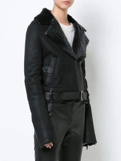 Shop Kimora Lee Simmons Chevron Fur Collar Bomber Jacket In Black