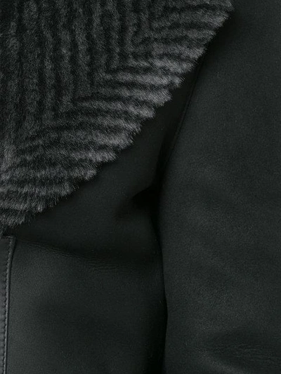 Shop Kimora Lee Simmons Chevron Fur Collar Bomber Jacket In Black
