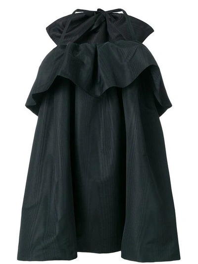 Shop Msgm Giant Bow Ruffle Dress In Black