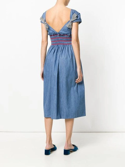 Shop Miu Miu Ruched Waist A-line Dress - Blue