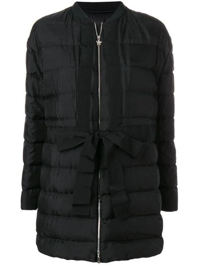 Shop Moncler Collarless Padded Coat - Black