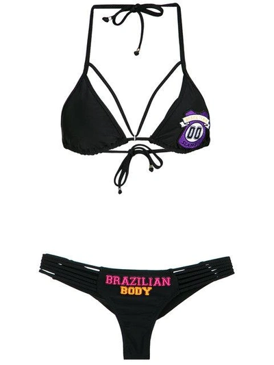 Shop Amir Slama Embroidered Bikini Set In Preto