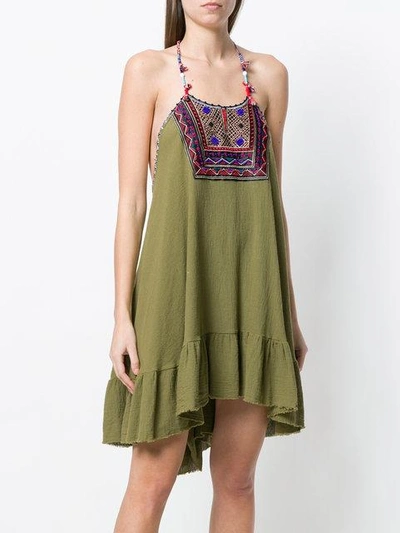 Shop Anjuna Embroidered Bib Dress In Green