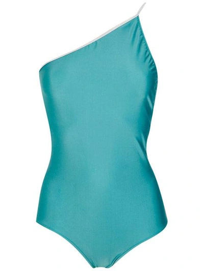Shop Adriana Degreas One Shoulder Swimsuit In Blue