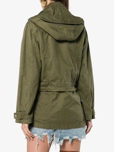 Shop Saint Laurent Short Hooded Parka In 2840 Green