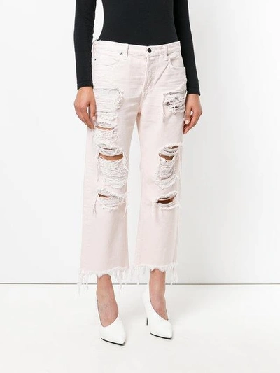 Shop Alexander Wang Rival W Destroyed Jeans - Pink