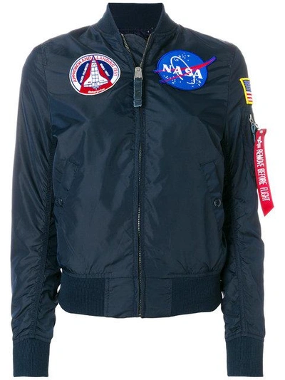 Shop Alpha Industries Nasa Patches Bomber Jacket In Blue