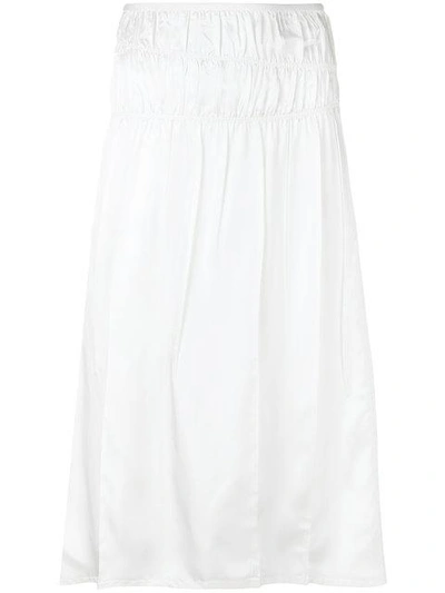 Shop Helmut Lang Ruched Skirt In White