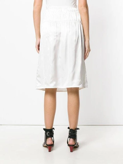 Shop Helmut Lang Ruched Skirt In White