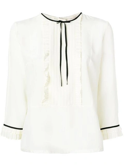 Shop Marc Jacobs Pleated Ruffled Detail Blouse In White