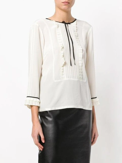 Shop Marc Jacobs Pleated Ruffled Detail Blouse In White