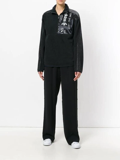Shop Adidas Originals By Alexander Wang Half Zip Fleece Sweatshirt - Black