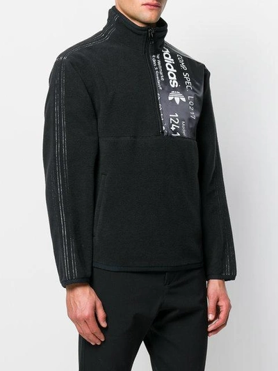 Shop Adidas Originals By Alexander Wang Half Zip Fleece Sweatshirt - Black